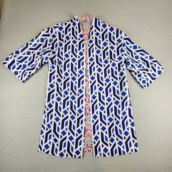 Chico's Reversible Mykonos Medallion Kimono Jacket Topper Size 1 Women Boho Md/8 - Picture 10 of 11